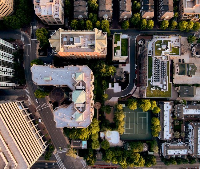 vista arriba edificios dron